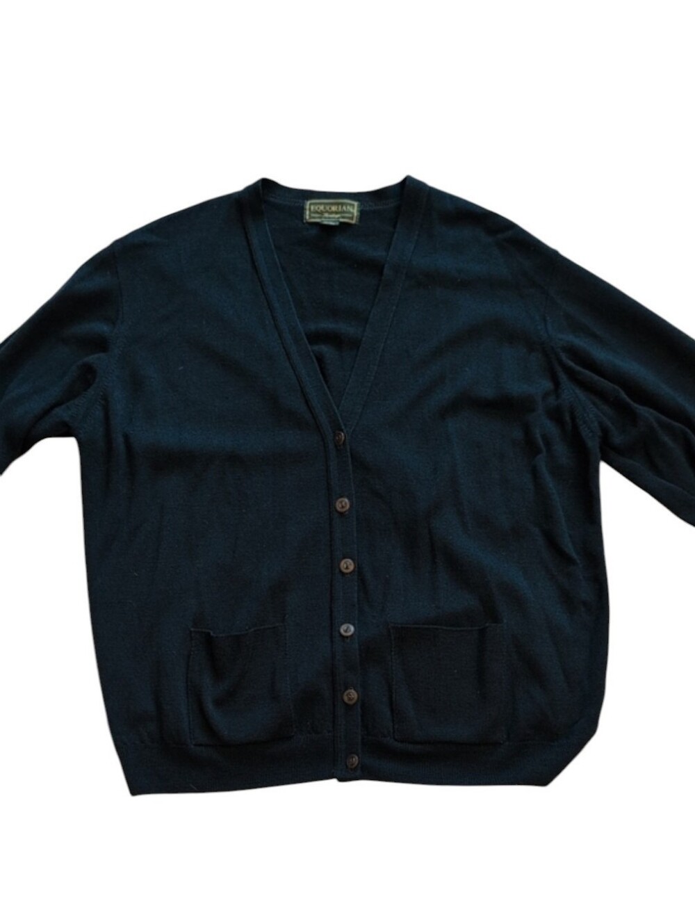 Equorian Heritage Evergreen Lambswool Cardigan Dark Green Buttondown L